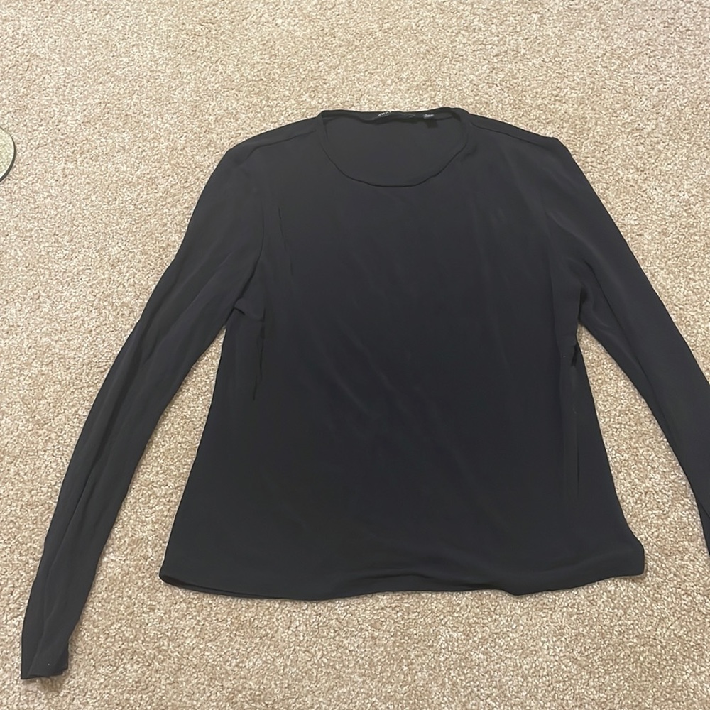 Anne Klein black silk shirt blouse